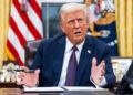 US President Donald Trump speaks while signing executive orders in the Oval Office of the White House in Washington, DC, US, on Monday, Jan. 20, 2025. President Donald Trump launched his second term with a strident inaugural address that vowed to prioritize America's interests with a "golden age" for the country, while taking on "a radical and corrupt establishment." Photographer: Jim Lo Scalzo/EPA/Bloomberg via Getty Images