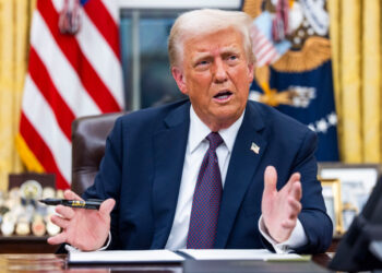 US President Donald Trump speaks while signing executive orders in the Oval Office of the White House in Washington, DC, US, on Monday, Jan. 20, 2025. President Donald Trump launched his second term with a strident inaugural address that vowed to prioritize America's interests with a "golden age" for the country, while taking on "a radical and corrupt establishment." Photographer: Jim Lo Scalzo/EPA/Bloomberg via Getty Images