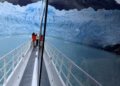 A block of ice melts in the Lago Argentino
