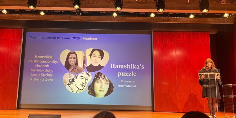 Tamil journalist Hamshika Krishnamoorthy is the runner-up for the 2026 Immigration Journalism Award